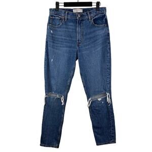 Abercrombie & Fitch Medium Wash Denim High Rise Skinny Distressed Jeans 28 / 6R